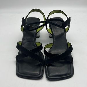 Piu Di Y2K Servas Strappy Square Toe Acrylic Frosted Heel Sandal